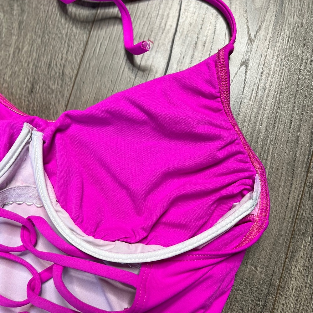 La Blanca Island Goddess Mio One-Piece Swimsuit Size 12 Underwire Electric Pink - Picture 7 of 10